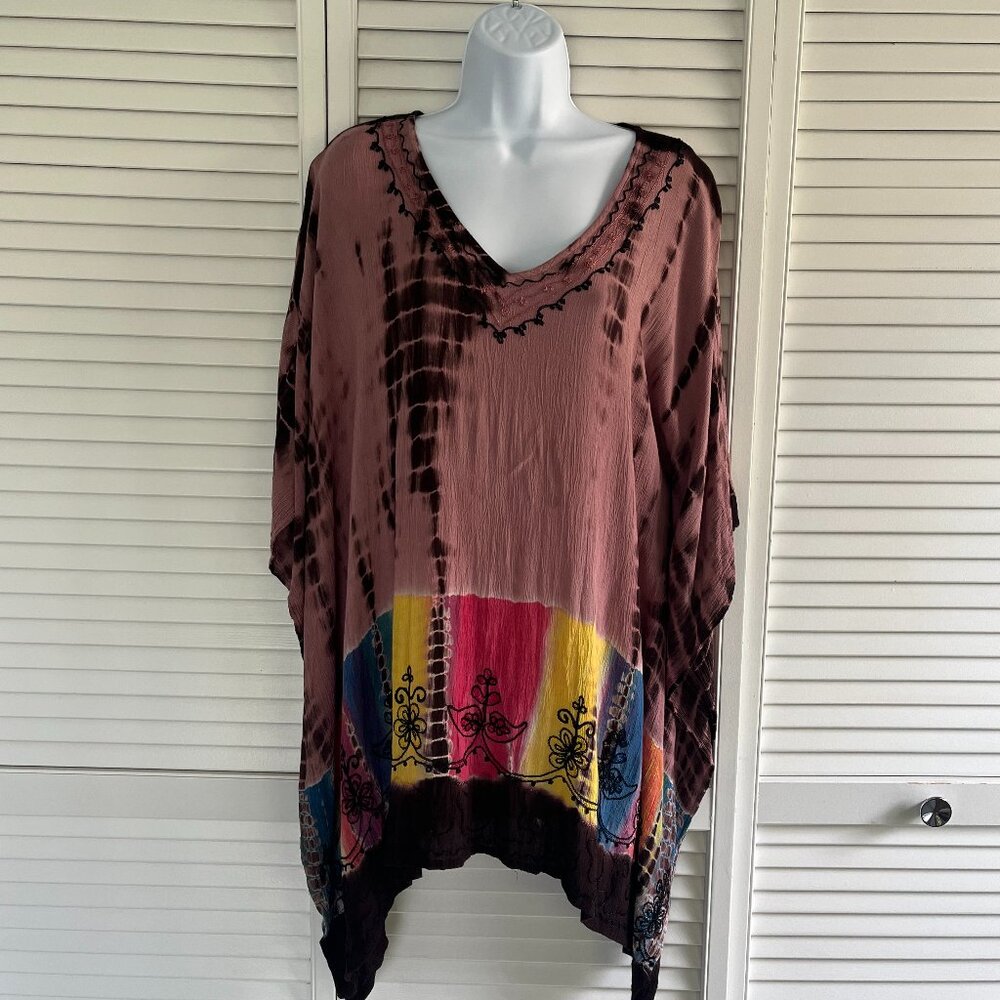Multicolor Tie-Dye Rayon Swim Coverup, One Size. Excellent Condition